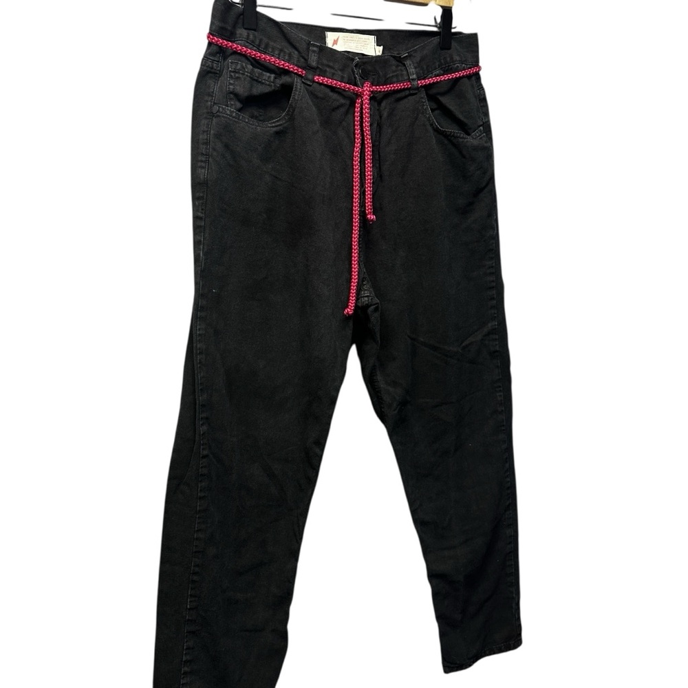 Vintage Black Baggy Cantao Jeans Cord Belt Waist 30”
